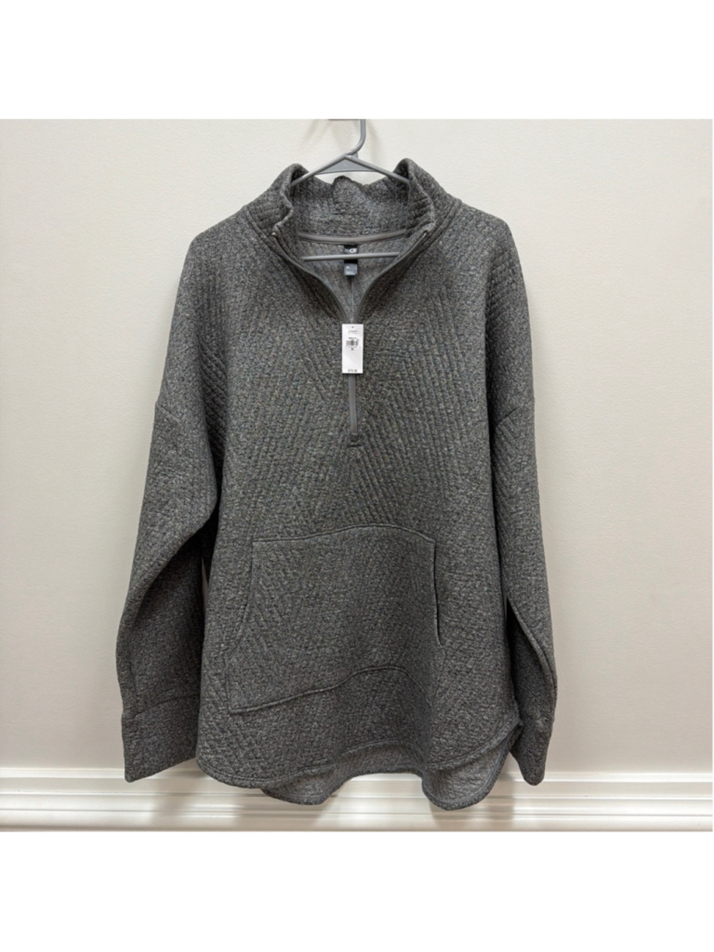 NWT Gap Fit Quilted Jacquard Half-Zip Pullover in Heather Gray Sz XL! - Picture 3 of 8